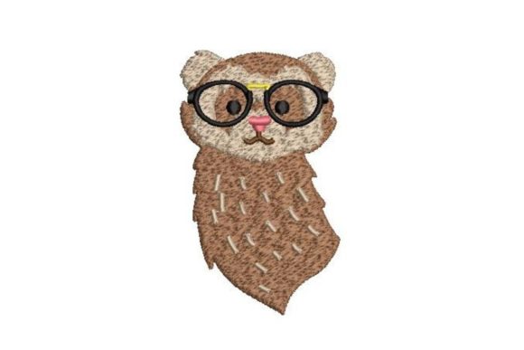 Hipster Ferret Embroidery Design