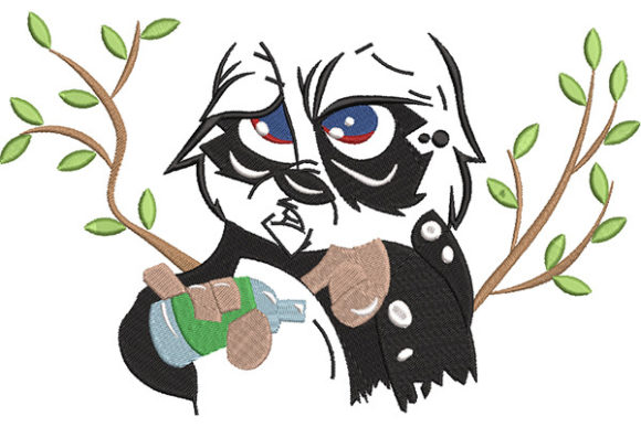 Panda and Trees Embroidery Design